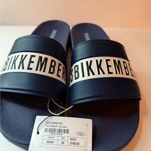 Bikkembergs Blue Slide Sandals Sporty Design Size 45